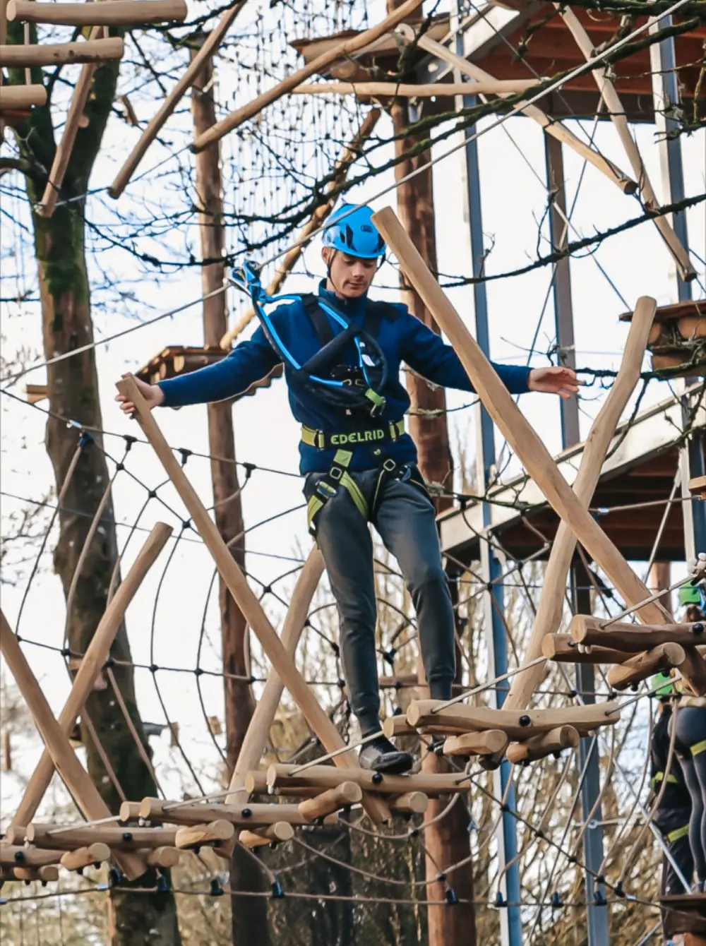 The Skywalk Challenge high ropes course at Castlecomer Discovery Park, Ireland — designed and built by Skywalker Adventure Builders